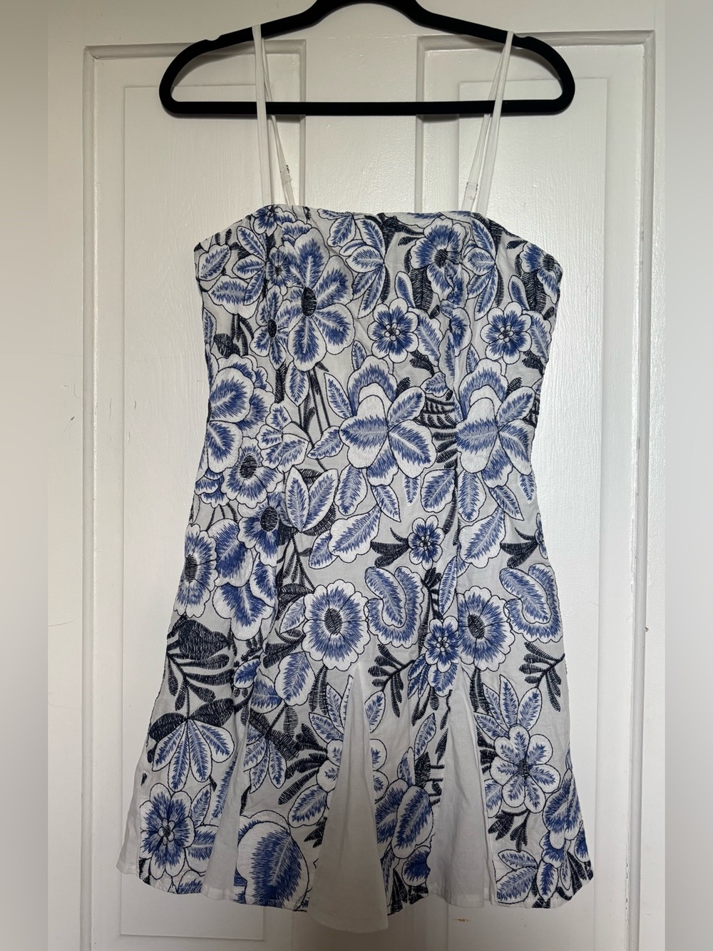 Adelyn Rae White Sundress with Blue Floral Accents